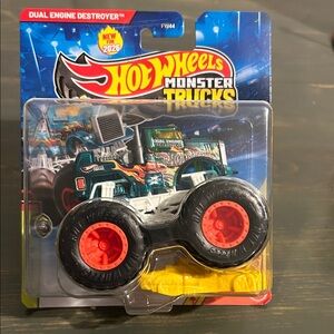 2026 HW Monster Trucks Dual Engine Destroyer Toy - Teal with Orange Wheels
